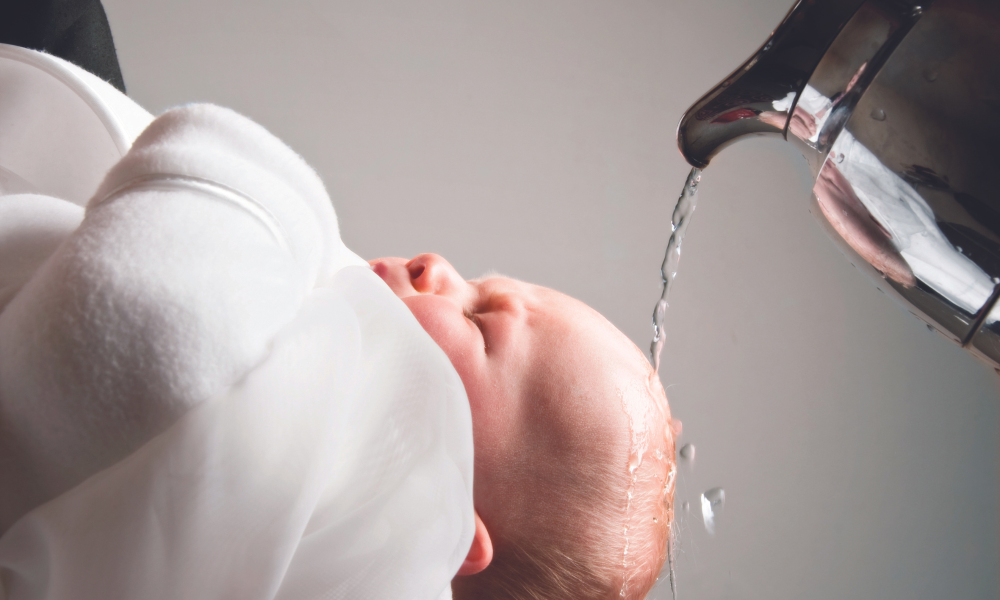 Baby being baptized